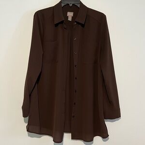 Chico's Rich Brown Collared Shirt